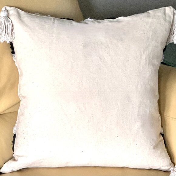 Contemporary Boho Beige Black Diamond Geometric Tufted 18" Throw Pillow Cover - Picture 5 of 5